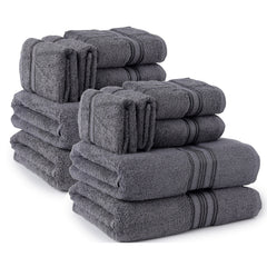 12-Piece Premium Cotton Towel Set – Ultra Soft & Absorbent Bathroom Towels with 4 Bath, 4 Hand & 4 Washcloths – Durable Everyday Luxury Towels