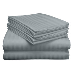 Wrinkle Resistant Dobby Stripe Bed Sheet Set – Ultra Soft 100% Polyester Sheets, Silky Smooth All-Season Bedding with Deep Pockets & Pillowcases (Twin–King)