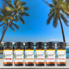 Tropical Collection Aromatherapy Essential Oils Set (6-Pack) – Therapeutic Fragrance Oils for Diffusers, Humidifiers, Soap Making & Home Fragrance, Apple, Mango, Lemon, Orange, Grapefruit & Strawberry Scents