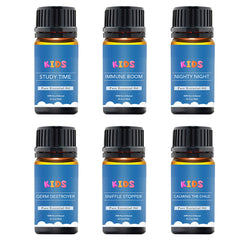 Kids Essential Oil Set – 6 Pack Pure Aromatherapy Blends for Focus, Sleep, Calm & Immune Support – Natural Oils for Diffusers, Humidifiers & Air Fresheners – 10mL Each