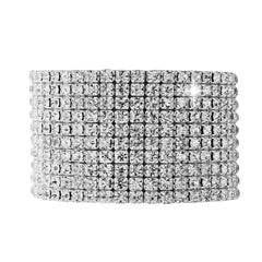 10-Row Crystal Stretch Bracelet for Women – Multi-Layer Sparkling Statement Bracelet – Elastic Rhinestone Jewelry for Party, Wedding & Evening Wear