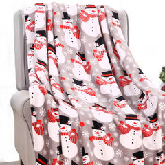 Big Christmas Snowman Plush Throw Blanket 50 x 60 Inches – Ultra-Soft Micro Plush Blanket, Lightweight All-Season Decorative Throw for Couch, Sofa & Bed (Grey)