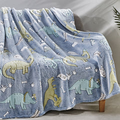 Glow In The Dark Fleece Blanket – Ultra Soft Micro Plush 50" x 60" Throw for Kids, Teens & Bedrooms – Lightweight, Cozy, Machine Washable Blanket for Bed, Couch & Dorm