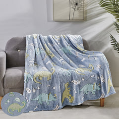 Glow In The Dark Fleece Blanket – Ultra Soft Micro Plush 50" x 60" Throw for Kids, Teens & Bedrooms – Lightweight, Cozy, Machine Washable Blanket for Bed, Couch & Dorm