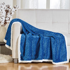 VibeWrap Reversible Braided Sherpa Throw Blanket – Ultra Cozy Knit Fleece for Couch, Bed or Recliner – Warm, Lightweight, Machine Washable & Aesthetic All-Season Comfort (50" x 60")