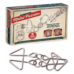 Brain Teasers IQ Metal Puzzle Set – Mind Games & Logic Puzzles for Kids, Teens & Adults, Portable Metal Wire Disentanglement Puzzles for Travel, Learning & Family Fun