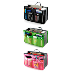 3-Pack Purse Organizer Insert for Handbags – Foldable Tote Organizer with Zipper Pockets, Travel Cosmetic Bag Insert, Multi-Pocket Purse Organizer for Wallet, Phone, Makeup & Accessories
