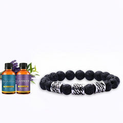 Lava Stone Diffuser Bracelet with 2 Random Essential Oils – Aromatherapy Bead Bracelet for Men & Women – Stretch Essential Oil Jewelry (Golden Jade, Rainbow, Hematite)