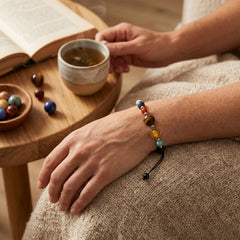Solar System Lava Stone Diffuser Bracelet with 2 Random Essential Oils – Agate Bead Aromatherapy Bracelet for Men & Women – Adjustable Essential Oil Jewelry