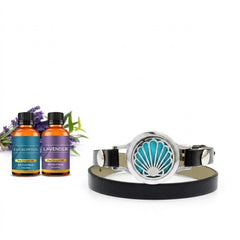 Stainless Steel Essential Oil Diffuser Bracelet with 2 Random Essential Oils – Aromatherapy Locket Bracelet with Reusable Felt Pads (Hope, Keys, Shell)