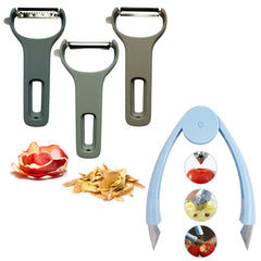 4-Pack Fruit & Veggie Corer & Peeler Set – Stainless Steel Tools for Easy Stem Removal & Precise Peeling – Compact, Ergonomic & Dishwasher Safe