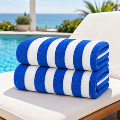 Cabana Stripe Terry Cloth Beach Towels – 80% Cotton 20% Polyester Oversized Bath & Beach Towels, Soft Absorbent Quick-Dry Pool Towels, Available in 2-Pack, 4-Pack & 6-Pack, 36 x 66 Inches