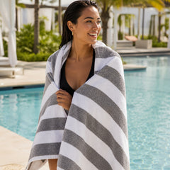Cabana Stripe Terry Cloth Beach Towels – 80% Cotton 20% Polyester Oversized Bath & Beach Towels, Soft Absorbent Quick-Dry Pool Towels, Available in 2-Pack, 4-Pack & 6-Pack, 36 x 66 Inches