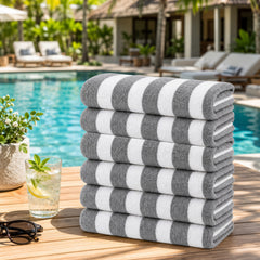 Cabana Stripe Terry Cloth Beach Towels – 80% Cotton 20% Polyester Oversized Bath & Beach Towels, Soft Absorbent Quick-Dry Pool Towels, Available in 2-Pack, 4-Pack & 6-Pack, 36 x 66 Inches