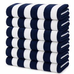 Cabana Stripe Terry Cloth Beach Towels – 80% Cotton 20% Polyester Oversized Bath & Beach Towels, Soft Absorbent Quick-Dry Pool Towels, Available in 2-Pack, 4-Pack & 6-Pack, 36 x 66 Inches