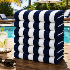 Cabana Stripe Terry Cloth Beach Towels – 80% Cotton 20% Polyester Oversized Bath & Beach Towels, Soft Absorbent Quick-Dry Pool Towels, Available in 2-Pack, 4-Pack & 6-Pack, 36 x 66 Inches