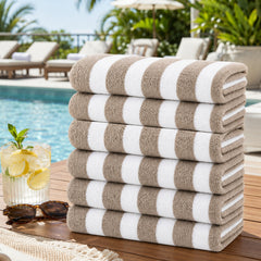 Cabana Stripe Terry Cloth Beach Towels – 80% Cotton 20% Polyester Oversized Bath & Beach Towels, Soft Absorbent Quick-Dry Pool Towels, Available in 2-Pack, 4-Pack & 6-Pack, 36 x 66 Inches