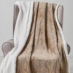 Cozy Vibes: Caesar Embossed Sherpa Throw Blanket – Ultra Soft Microplush 50" x 60" – Lightweight, Warm, Machine Washable Couch & Bed Throw