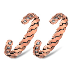Copper Magnetic Cuff Bracelet for Men & Women – Adjustable Twisted Copper Bangle with Neodymium Magnets – Unisex Minimalist Jewelry (6.5"–8.75")
