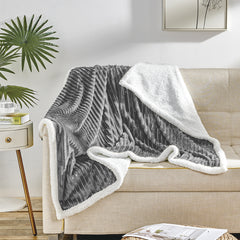 Cozy Vibes: Reversible Sherpa Throw Blanket – Ultra Soft Plush 50" x 60" with Textured Pattern – Lightweight, Oversized, Machine Washable All-Season Throw