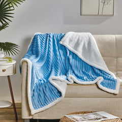 Cozy Vibes: Reversible Sherpa Throw Blanket – Ultra Soft Plush 50" x 60" with Textured Pattern – Lightweight, Oversized, Machine Washable All-Season Throw
