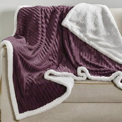 Cozy Vibes: Reversible Sherpa Throw Blanket – Ultra Soft Plush 50" x 60" with Textured Pattern – Lightweight, Oversized, Machine Washable All-Season Throw