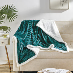 Cozy Vibes: Reversible Sherpa Throw Blanket – Ultra Soft Plush 50" x 60" with Textured Pattern – Lightweight, Oversized, Machine Washable All-Season Throw