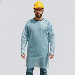 10-Pack Disposable Protective Work Gowns – Lightweight Breathable Splash Guard Coveralls w/ Thumb Loops & Back Tie, One Size Fits Most