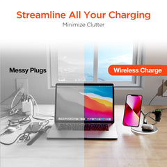 3-in-1 Magnetic Wireless Charging Stand – MagSafe-Compatible 15W Fast Charger for iPhone, AirPods Charging Pad & Apple Watch Charger Mount with LED Touch Control | Black