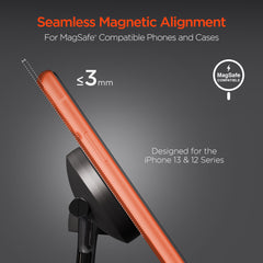 3-in-1 Magnetic Wireless Charging Stand – MagSafe-Compatible 15W Fast Charger for iPhone, AirPods Charging Pad & Apple Watch Charger Mount with LED Touch Control | Black