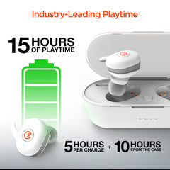 Wireless Bluetooth Earbuds – HD Stereo Sound, IPX5 Waterproof, Noise Cancelling Mic, USB-C Charging Case & Up to 15 Hours Total Playtime for Music, Calls, Workouts & Travel | White