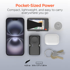 5000mAh Power Bank with Built-In Apple Watch Charger – Ultra-Mini Portable Charger with Dual USB-C Connectors, 20W PD Fast Charging & Kickstand | Black