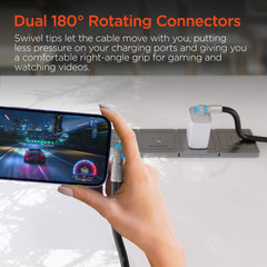 100W USB-C to USB-C Fast Charging Cable – 12ft Rugged Braided Cable with Dual 180° Rotating Connectors, LED Indicators & PD Fast Charge for iPhone 15/16, Samsung, iPad, MacBook & More | Black
