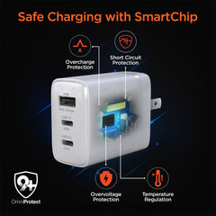 45W GaN USB-C Wall Charger with 3ft & 6ft USB-C Cables – Dual USB-C PD PPS & USB-A Fast Charging Adapter – 3-Port Charger for iPhone, Samsung, iPad, MacBook Air & More