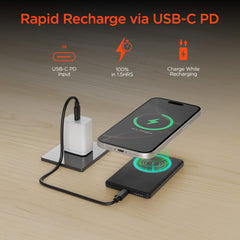 Power Pack Mag 5,000mAh Ultra-Slim Magnetic Wireless Power Bank – MagSafe-Compatible 15W Fast Charging Portable Charger with 20W USB-C PD, Aircraft-Grade Aluminum Design | Black