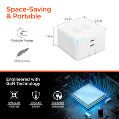 3-in-1 Magnetic Wireless Charger with Dual USB-C PD Ports – 15W MagSafe-Compatible Fast Charging Station, 40W GaN Wall Charger for iPhone, AirPods, Apple Devices & More | White