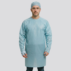 10-Pack Disposable Medical & Dental Protective Gowns – Fluid-Resistant PE (25gsm), Lightweight Breathable, Adjustable Waist Tie, One Size Fits Most