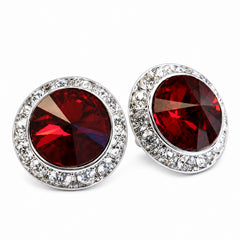 Brilliant Crystal Stud Earrings Made with Swarovski Elements – Rhodium-Plated Round Cut Crystal Earrings for Women, Classic Everyday Jewelry Gift
