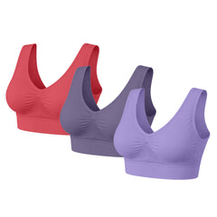 3-Pack Seamless Lightweight Comfort Bras – Wireless Stretch Support Bras with Wide Straps & Smoothing Fit – Breathable Everyday Lounge Bras for Women