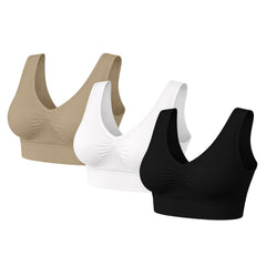 3-Pack Seamless Lightweight Comfort Bras – Wireless Stretch Support Bras with Wide Straps & Smoothing Fit – Breathable Everyday Lounge Bras for Women