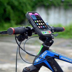 Waterproof Bike Phone Mount – Motorcycle Handlebar Phone Holder with 360° Rotation & Protective Case – Shockproof Bicycle Phone Holder for GPS & Riding (Fits up to 6” Phones)