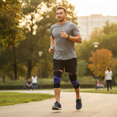 Knee Compression Sleeve with Gel Patella Pad & Spring Stabilizers – Adjustable Knee Brace Support for Men & Women – Running, Gym, Sports & Joint Stability