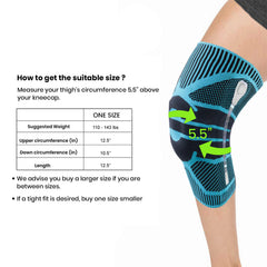 Knee Compression Sleeve with Gel Patella Pad & Spring Stabilizers – Adjustable Knee Brace Support for Men & Women – Running, Gym, Sports & Joint Stability