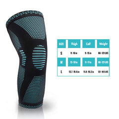Support & Recovery Knee Compression Sleeve Brace with Gel Grip (1 Pair) – 3D Knit Knee Support for Running, Gym, Sports & Workouts – Anti-Slip Knee Brace for Men & Women