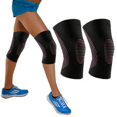Support & Recovery Knee Compression Sleeve (1 Pair) – Knee Brace with Gel Grip & Reinforced Straps – Anti-Slip Joint Support for Running, Gym & Daily Activity