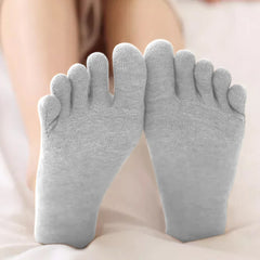 2-Pack Gel Toe Separator Socks – Moisturizing Toe Sleeve Socks for Dry Cracked Heels & Foot Comfort – Five-Toe Gel Lined Socks for Men & Women