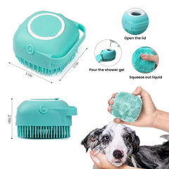 Pet Bath Brush with Shampoo Dispenser – Soft Silicone Dog & Cat Scrubber Massager for Grooming, Shedding & Cleaning – Non-Slip Bath Brush for Short & Medium Hair Pets (1-Pack or 2-Pack)