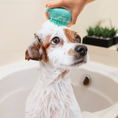 Pet Bath Brush with Shampoo Dispenser – Soft Silicone Dog & Cat Scrubber Massager for Grooming, Shedding & Cleaning – Non-Slip Bath Brush for Short & Medium Hair Pets (1-Pack or 2-Pack)