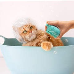 Pet Bath Brush with Shampoo Dispenser – Soft Silicone Dog & Cat Scrubber Massager for Grooming, Shedding & Cleaning – Non-Slip Bath Brush for Short & Medium Hair Pets (1-Pack or 2-Pack)
