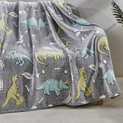 Glow In The Dark Fleece Blanket – Ultra Soft Micro Plush 50" x 60" Throw for Kids, Teens & Bedrooms – Lightweight, Cozy, Machine Washable Blanket for Bed, Couch & Dorm